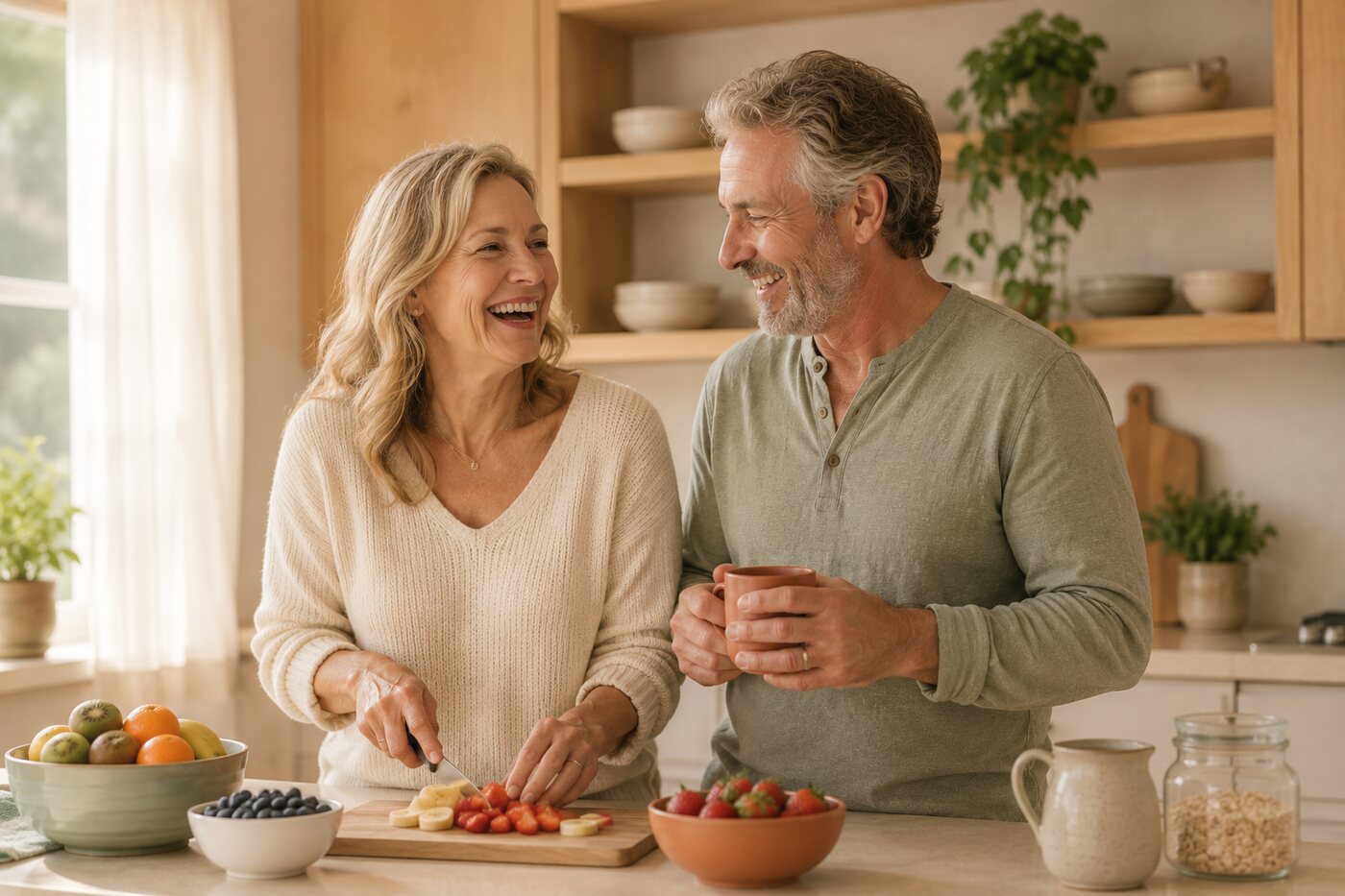 A couple in their kitchen