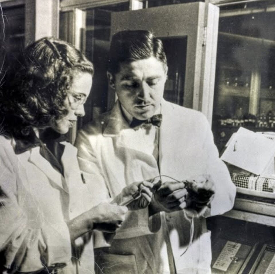 Helen & Al Free at the bench, 1950s